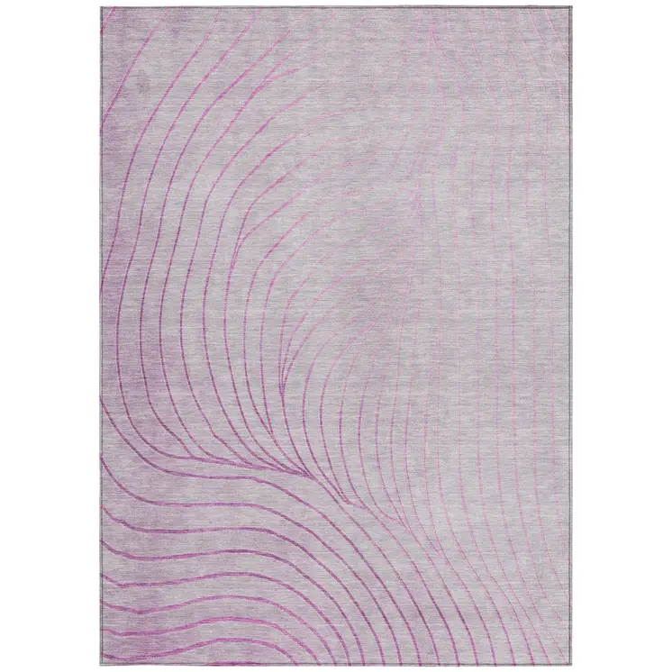 8' X 10' Blush And Silver Abstract Washable Indoor Outdoor Area Rug