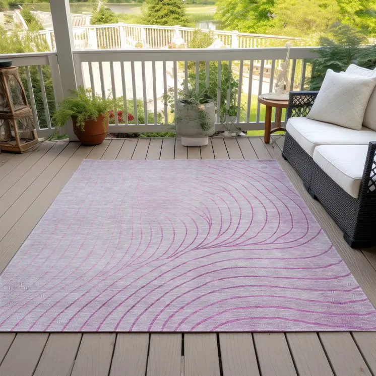 9' X 12' Blush And Silver Abstract Washable Indoor Outdoor Area Rug