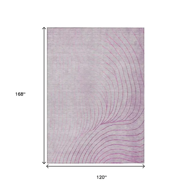 10' X 14' Blush And Silver Abstract Washable Indoor Outdoor Area Rug