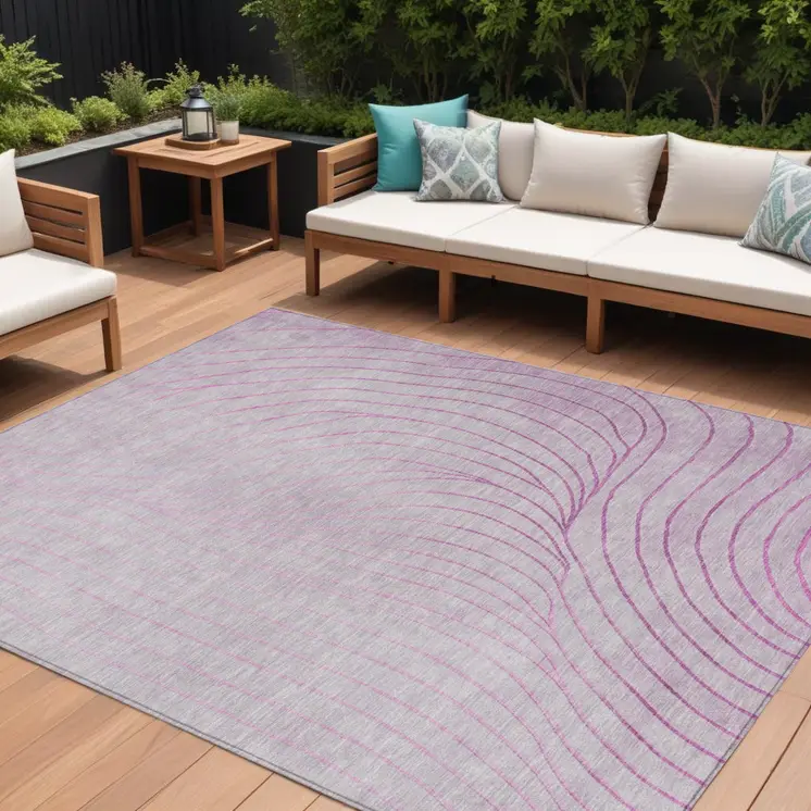 10' X 14' Blush And Silver Abstract Washable Indoor Outdoor Area Rug