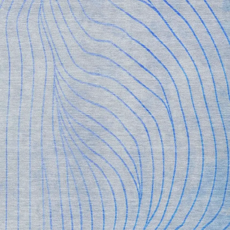 5' X 8' Blue And Silver Abstract Washable Indoor Outdoor Area Rug