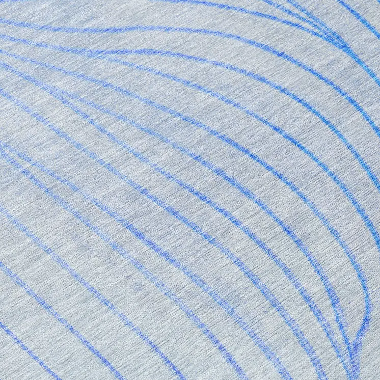 8' Blue And Silver Round Abstract Washable Indoor Outdoor Area Rug