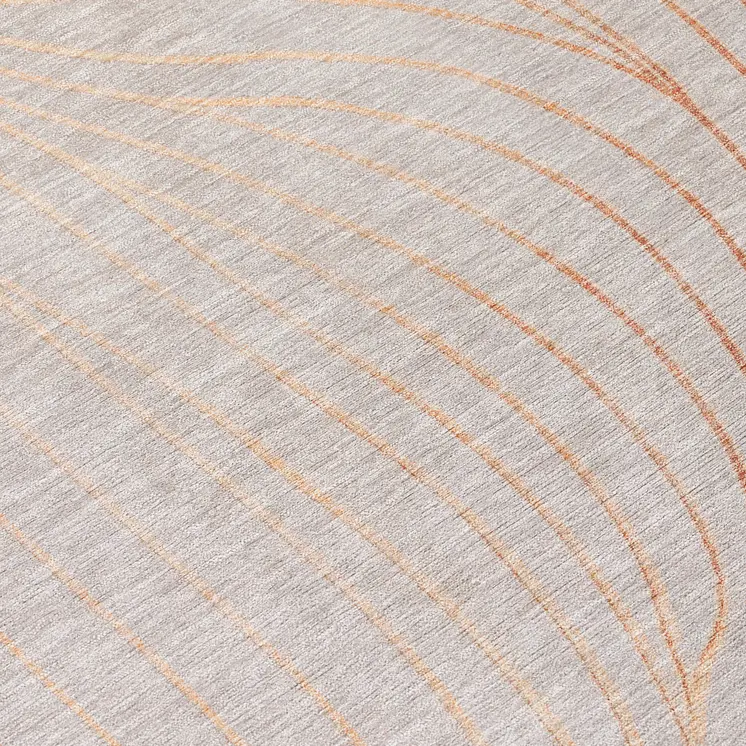 8' Copper And Silver Round Abstract Washable Indoor Outdoor Area Rug