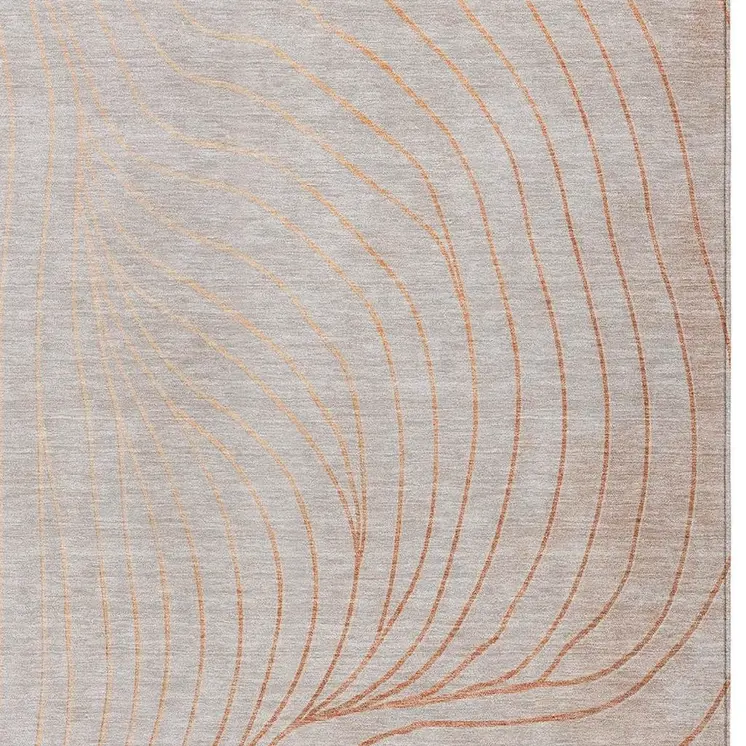 8' X 10' Copper And Silver Abstract Washable Indoor Outdoor Area Rug