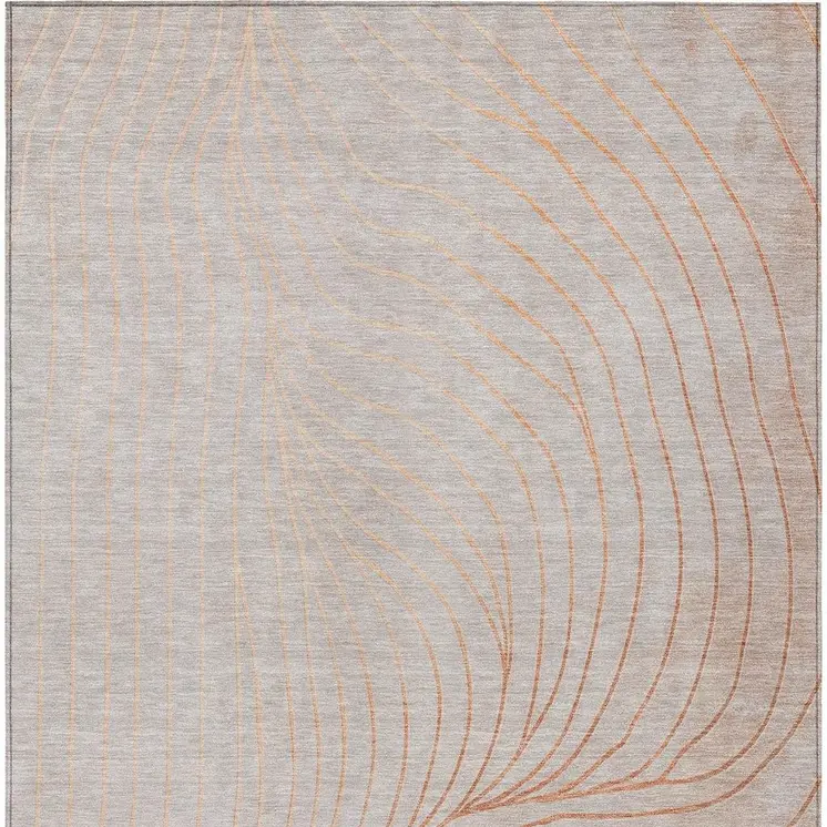 9' X 12' Copper And Silver Abstract Washable Indoor Outdoor Area Rug