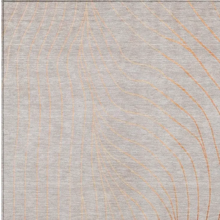 10' X 14' Copper And Silver Abstract Washable Indoor Outdoor Area Rug