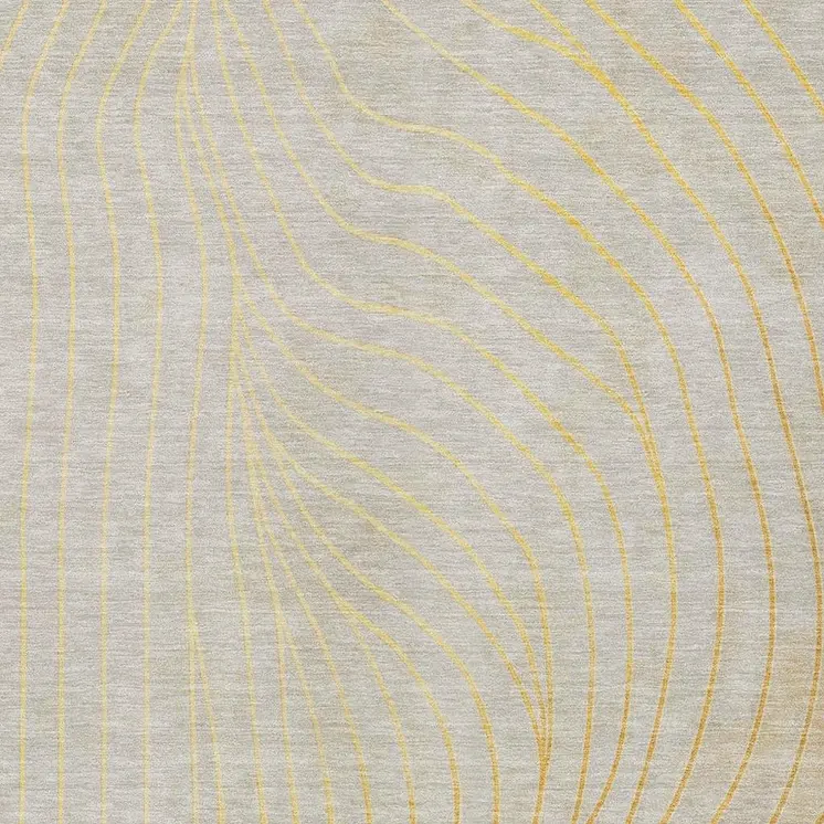 3' X 5' Gold And Silver Abstract Washable Indoor Outdoor Area Rug