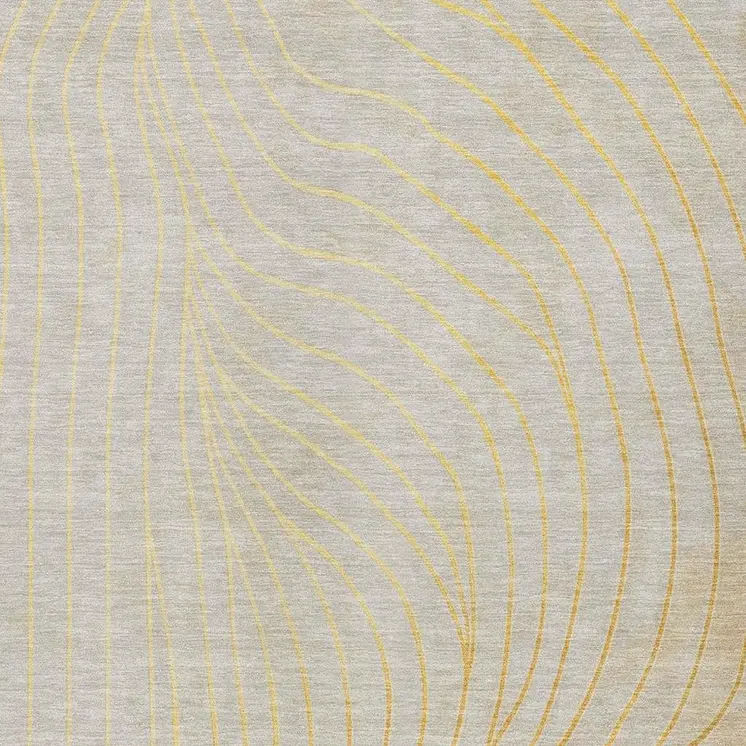 5' X 8' Gold And Silver Abstract Washable Indoor Outdoor Area Rug