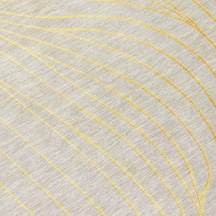 8' Gold And Silver Round Abstract Washable Indoor Outdoor Area Rug