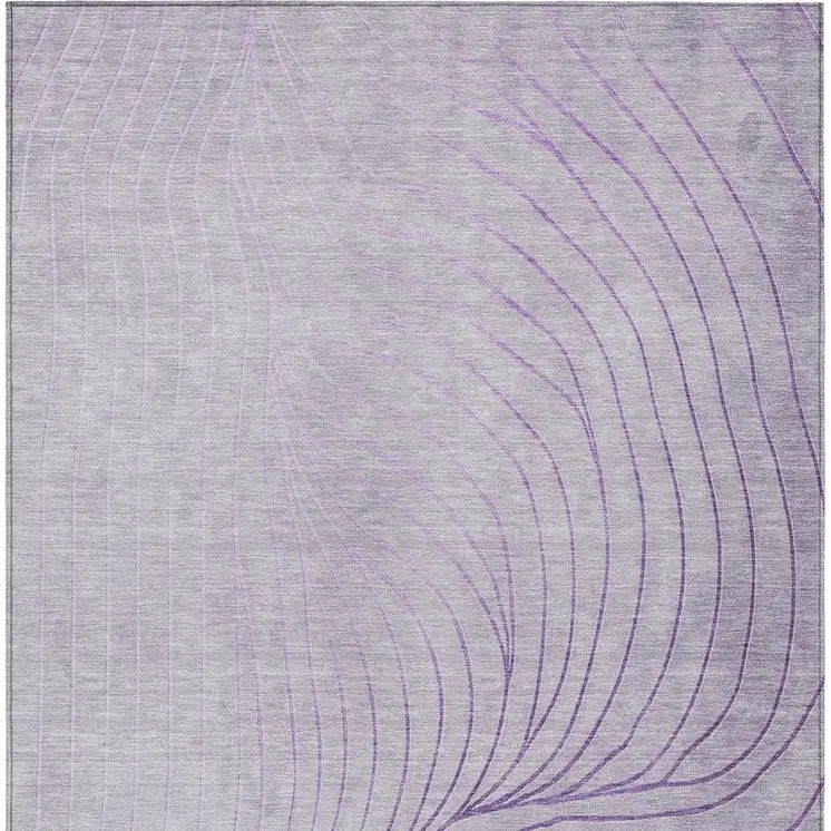 3' X 5' Lavender And Silver Abstract Washable Indoor Outdoor Area Rug