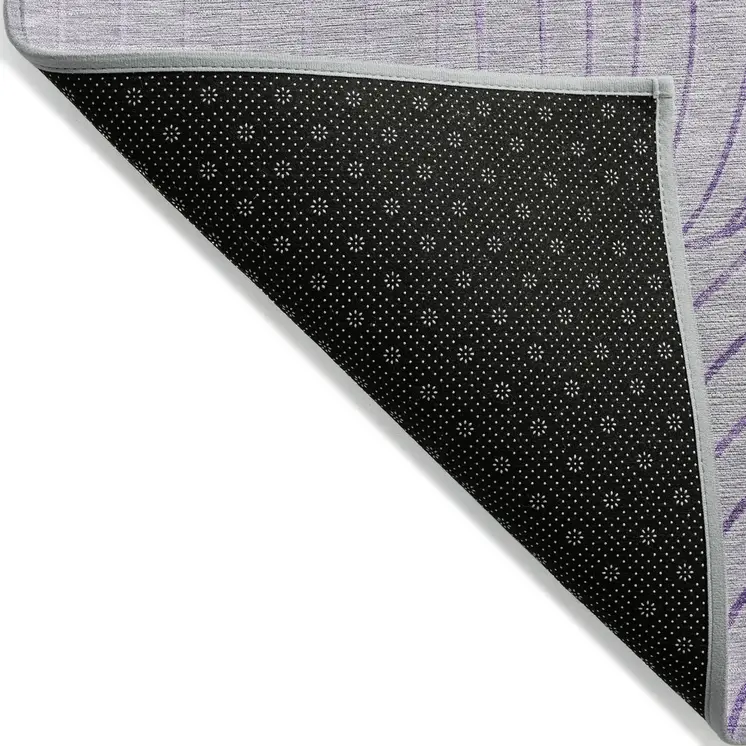 5' X 8' Lavender And Silver Abstract Washable Indoor Outdoor Area Rug