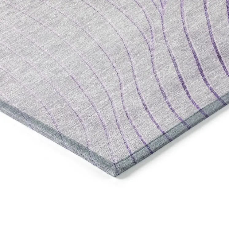 5' X 8' Lavender And Silver Abstract Washable Indoor Outdoor Area Rug