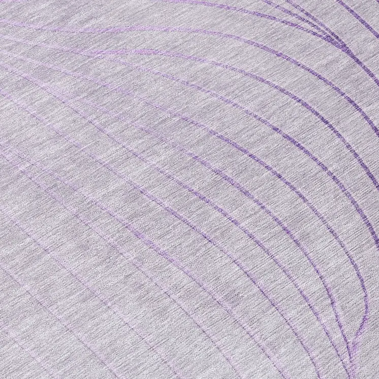 8' Lavender And Silver Round Abstract Washable Indoor Outdoor Area Rug