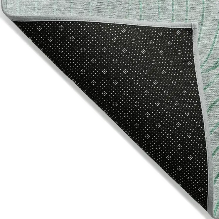5' X 8' Mint Green And Silver Abstract Washable Indoor Outdoor Area Rug