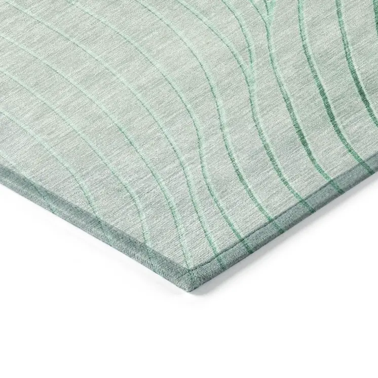 5' X 8' Mint Green And Silver Abstract Washable Indoor Outdoor Area Rug