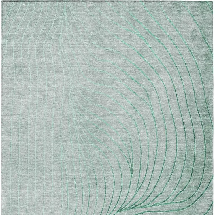 5' X 8' Mint Green And Silver Abstract Washable Indoor Outdoor Area Rug