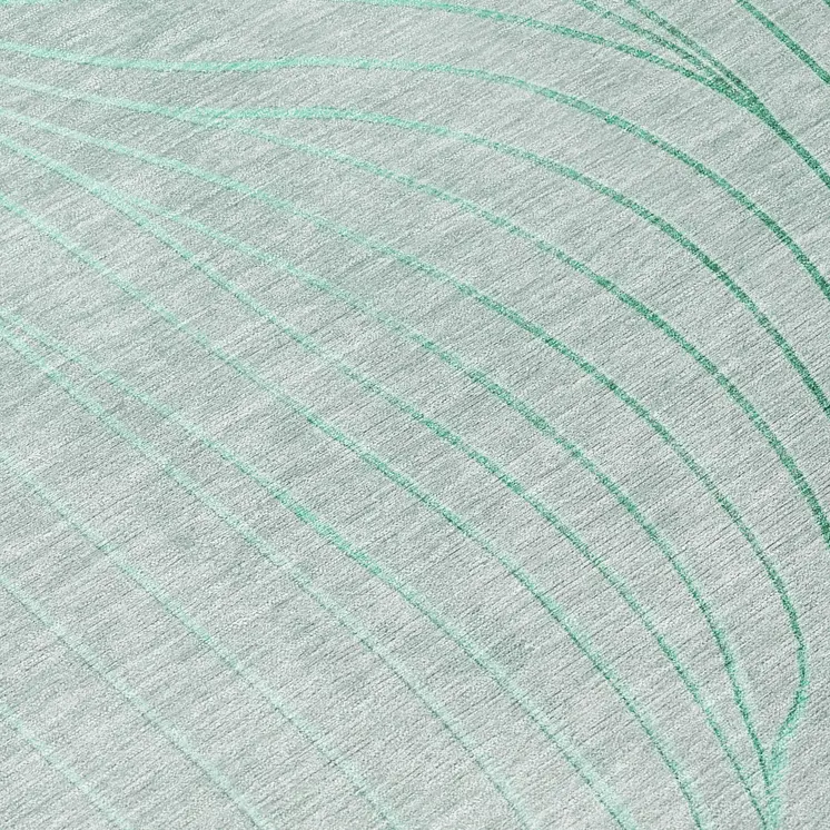 8' Mint Green And Silver Round Abstract Washable Indoor Outdoor Area Rug