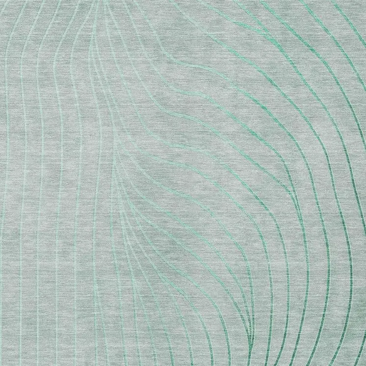 8' X 10' Mint Green And Silver Abstract Washable Indoor Outdoor Area Rug