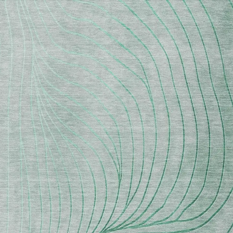 9' X 12' Mint Green And Silver Abstract Washable Indoor Outdoor Area Rug