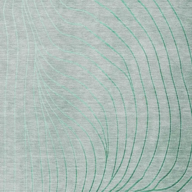 10' X 14' Mint Green And Silver Abstract Washable Indoor Outdoor Area Rug