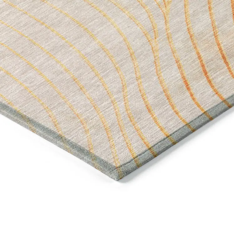 5' X 8' Orange And Silver Abstract Washable Indoor Outdoor Area Rug