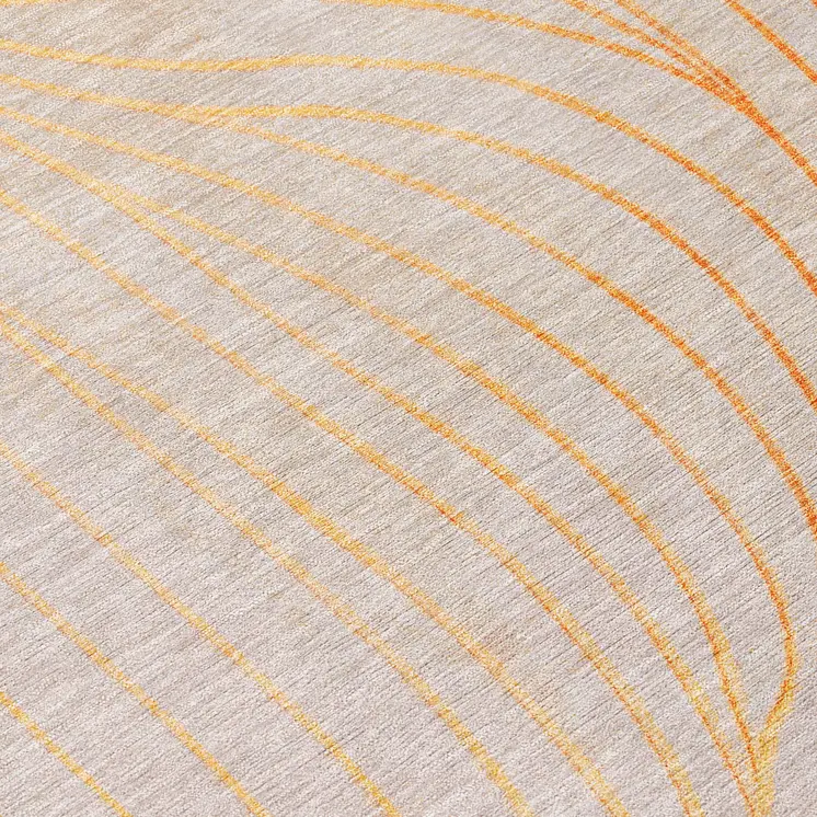 8' Orange And Silver Round Abstract Washable Indoor Outdoor Area Rug