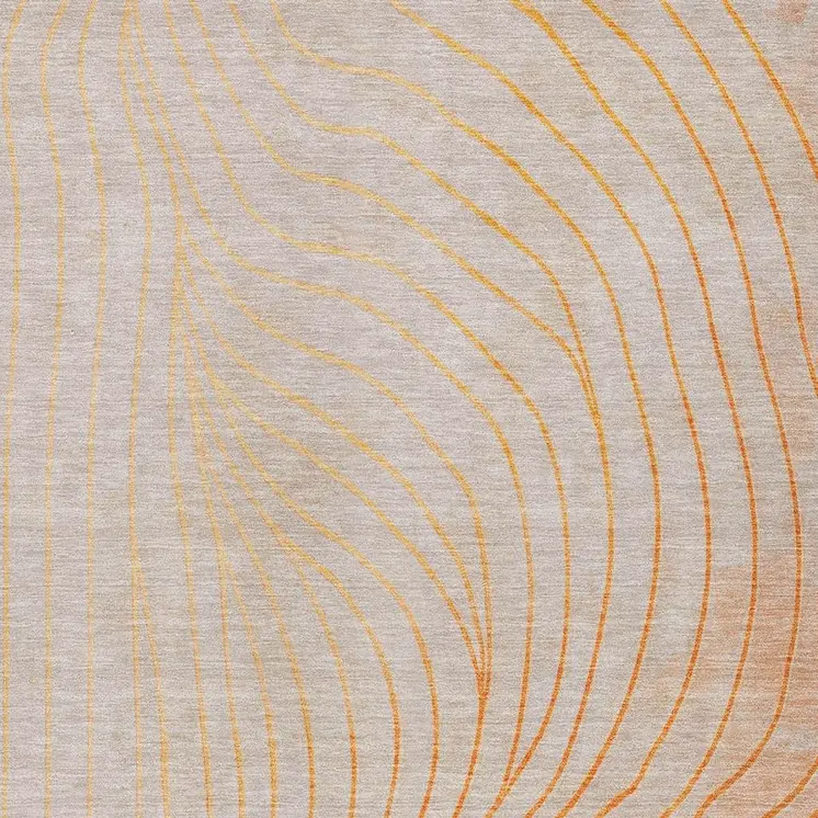 9' X 12' Orange And Silver Abstract Washable Indoor Outdoor Area Rug