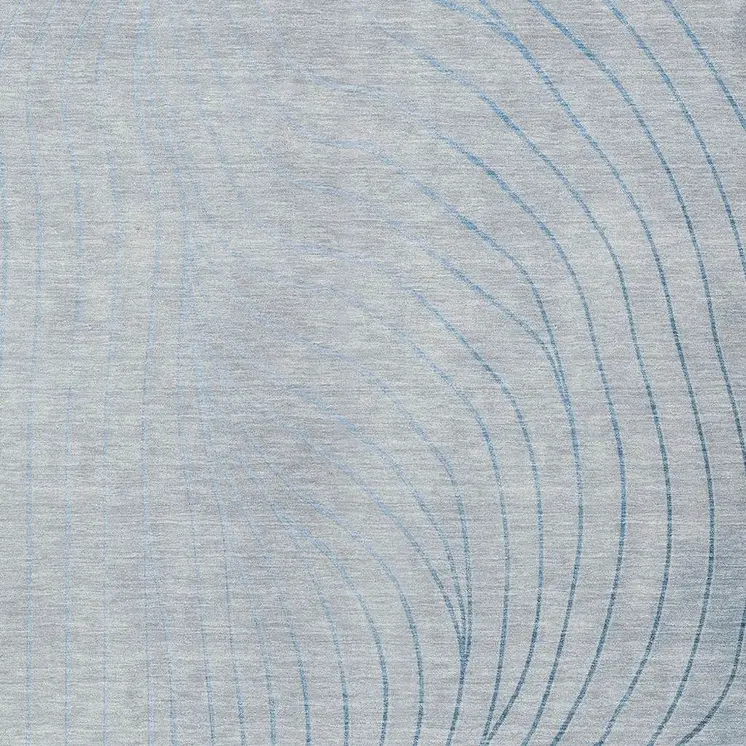 3' X 5' Sky Blue And Silver Abstract Washable Indoor Outdoor Area Rug