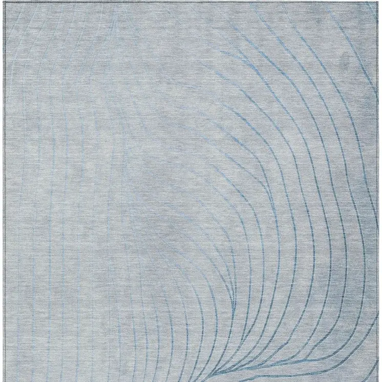 5' X 8' Sky Blue And Silver Abstract Washable Indoor Outdoor Area Rug