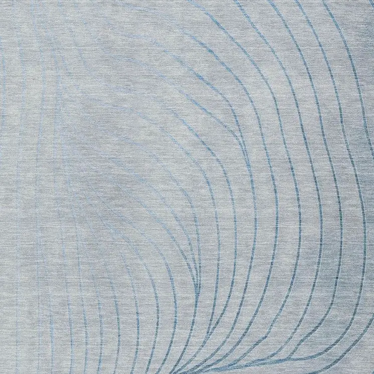 5' X 8' Sky Blue And Silver Abstract Washable Indoor Outdoor Area Rug