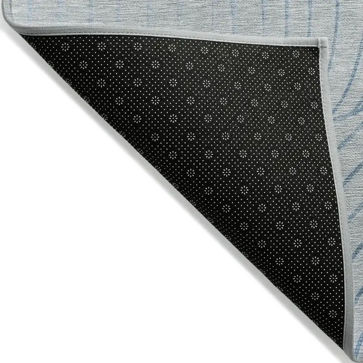 10' X 14' Sky Blue And Silver Abstract Washable Indoor Outdoor Area Rug