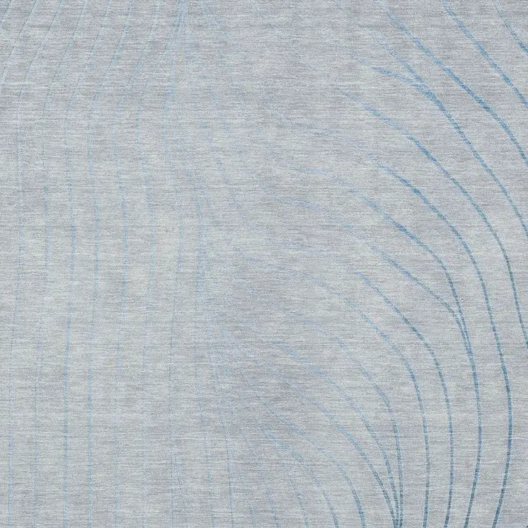 10' X 14' Sky Blue And Silver Abstract Washable Indoor Outdoor Area Rug