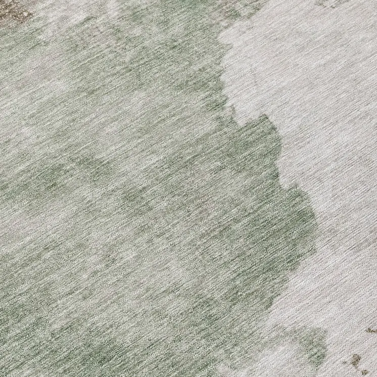 5' X 8' Artichoke Green And Linen Abstract Washable Indoor Outdoor Area Rug