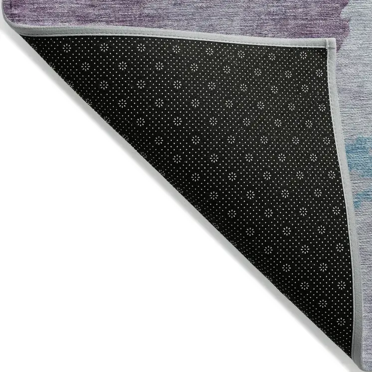 8' X 10' Lavender And Teal Blue Abstract Washable Indoor Outdoor Area Rug