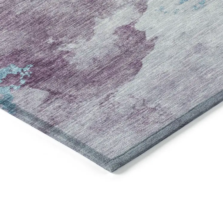 8' X 10' Lavender And Teal Blue Abstract Washable Indoor Outdoor Area Rug