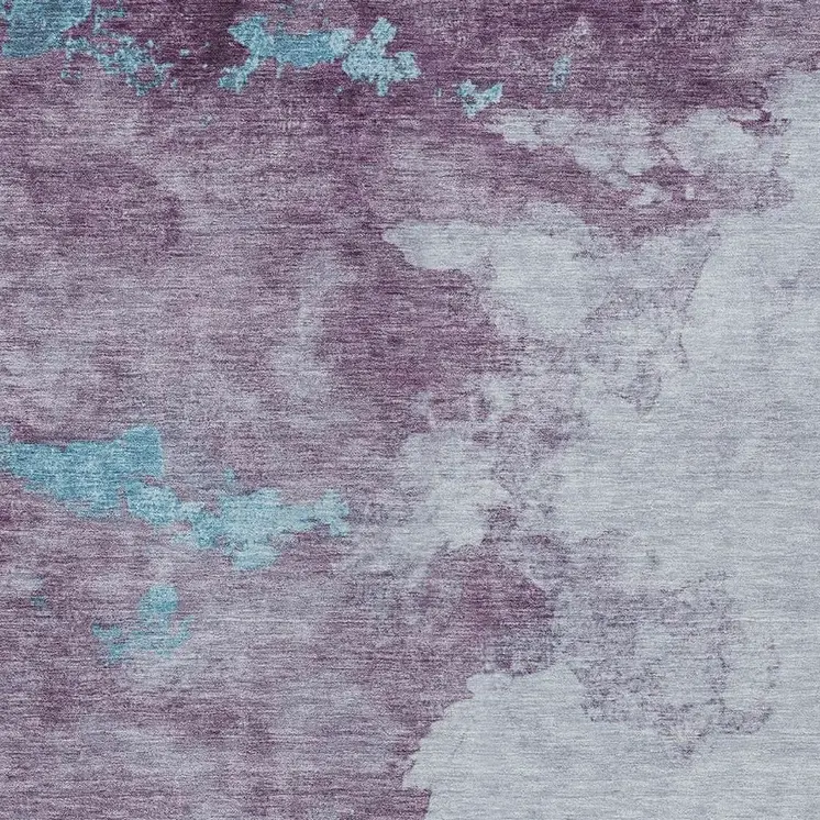 8' X 10' Lavender And Teal Blue Abstract Washable Indoor Outdoor Area Rug