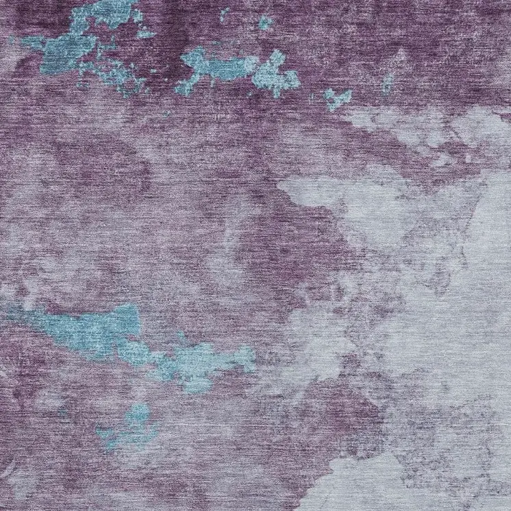 9' X 12' Lavender And Teal Blue Abstract Washable Indoor Outdoor Area Rug