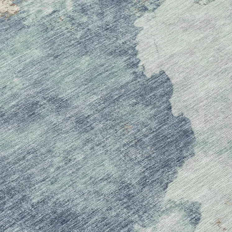 5' X 8' Pale Aqua And Taupe Abstract Washable Indoor Outdoor Area Rug