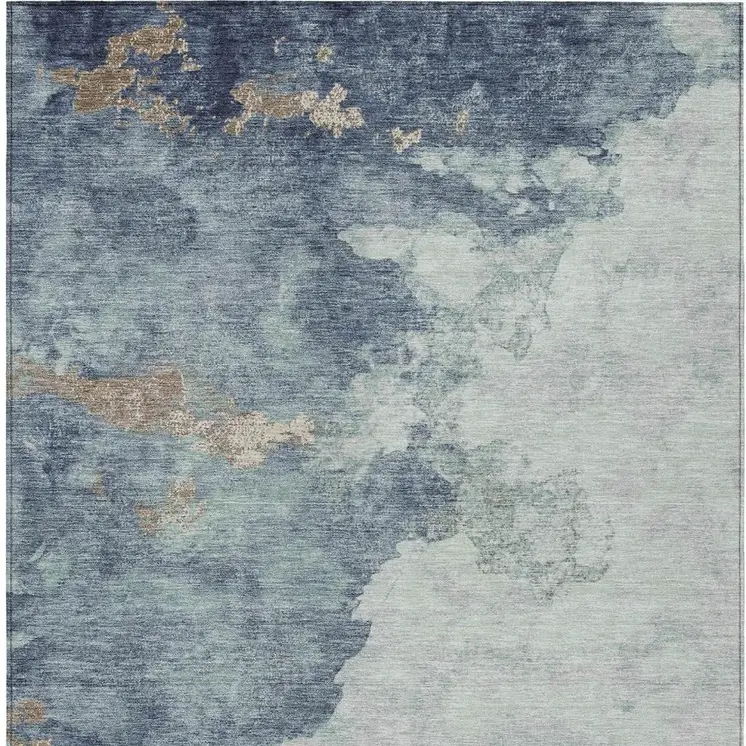 8' X 10' Pale Aqua And Taupe Abstract Washable Indoor Outdoor Area Rug