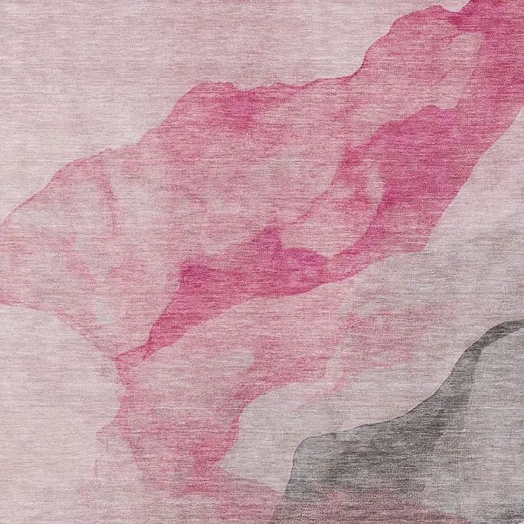 3' X 5' Blush And Gray Abstract Washable Indoor Outdoor Area Rug