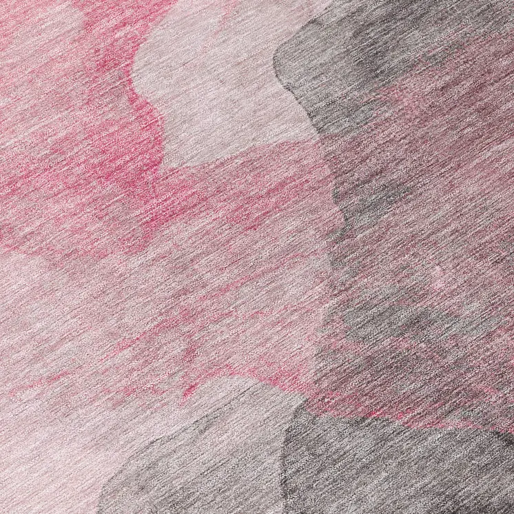5' X 8' Blush And Gray Abstract Washable Indoor Outdoor Area Rug