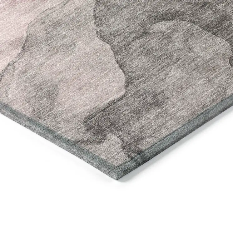 8' X 10' Blush And Gray Abstract Washable Indoor Outdoor Area Rug