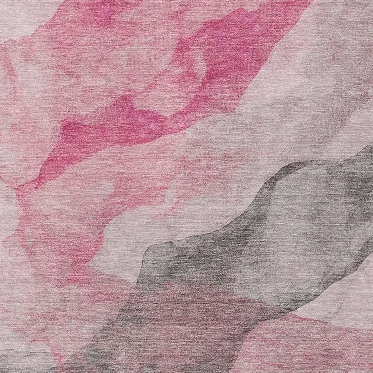 9' X 12' Blush And Gray Abstract Washable Indoor Outdoor Area Rug