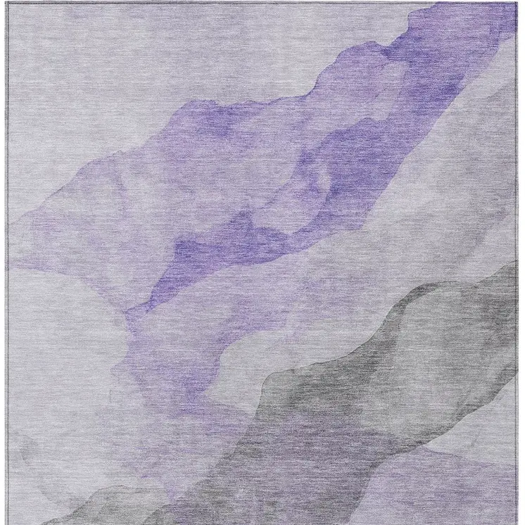3' X 5' Lavender And Gray Abstract Washable Indoor Outdoor Area Rug