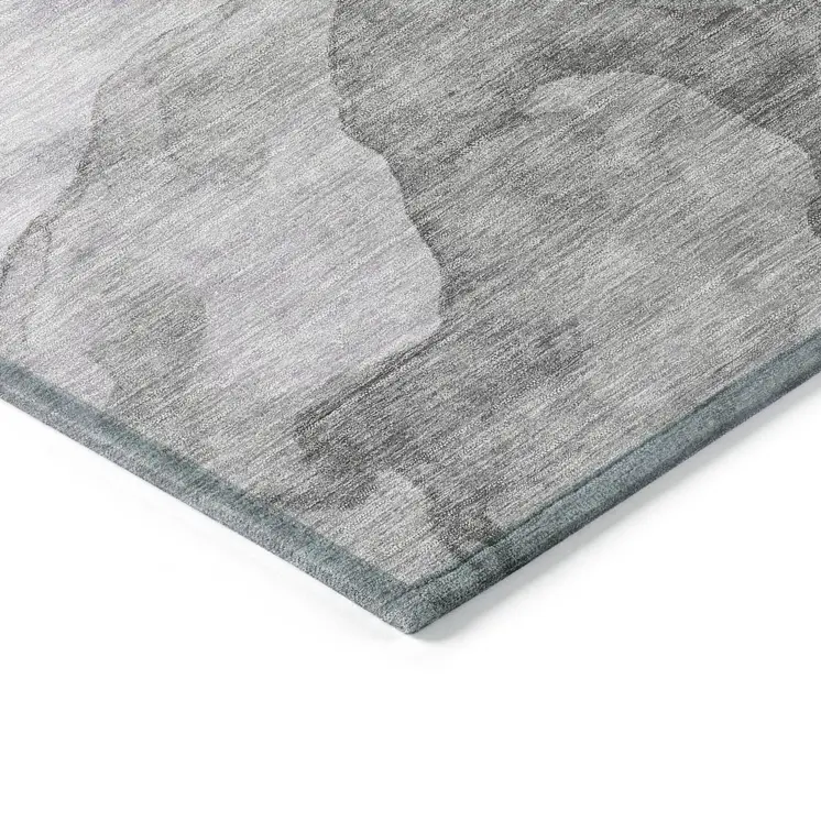3' X 5' Lavender And Gray Abstract Washable Indoor Outdoor Area Rug