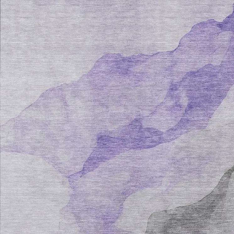 3' X 5' Lavender And Gray Abstract Washable Indoor Outdoor Area Rug