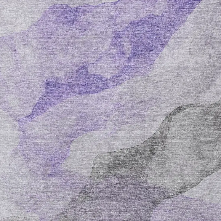 8' X 10' Lavender And Gray Abstract Washable Indoor Outdoor Area Rug