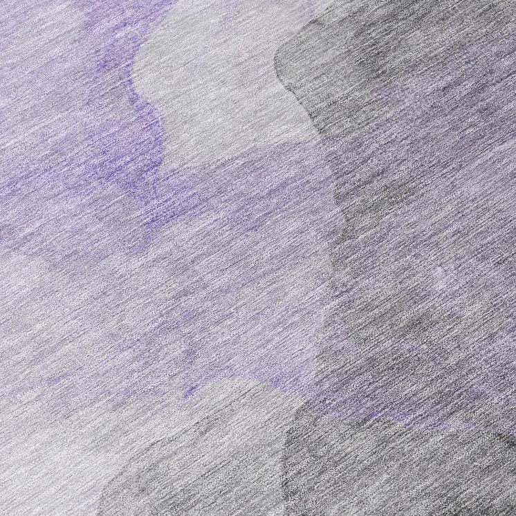 9' X 12' Lavender And Gray Abstract Washable Indoor Outdoor Area Rug