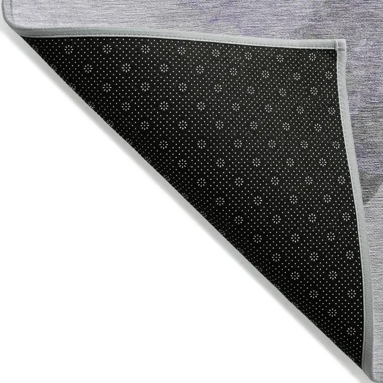 10' X 14' Lavender And Gray Abstract Washable Indoor Outdoor Area Rug