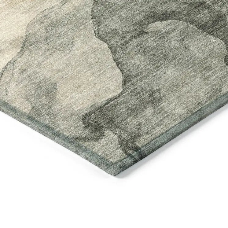 5' X 8' Orange And Gray Abstract Washable Indoor Outdoor Area Rug
